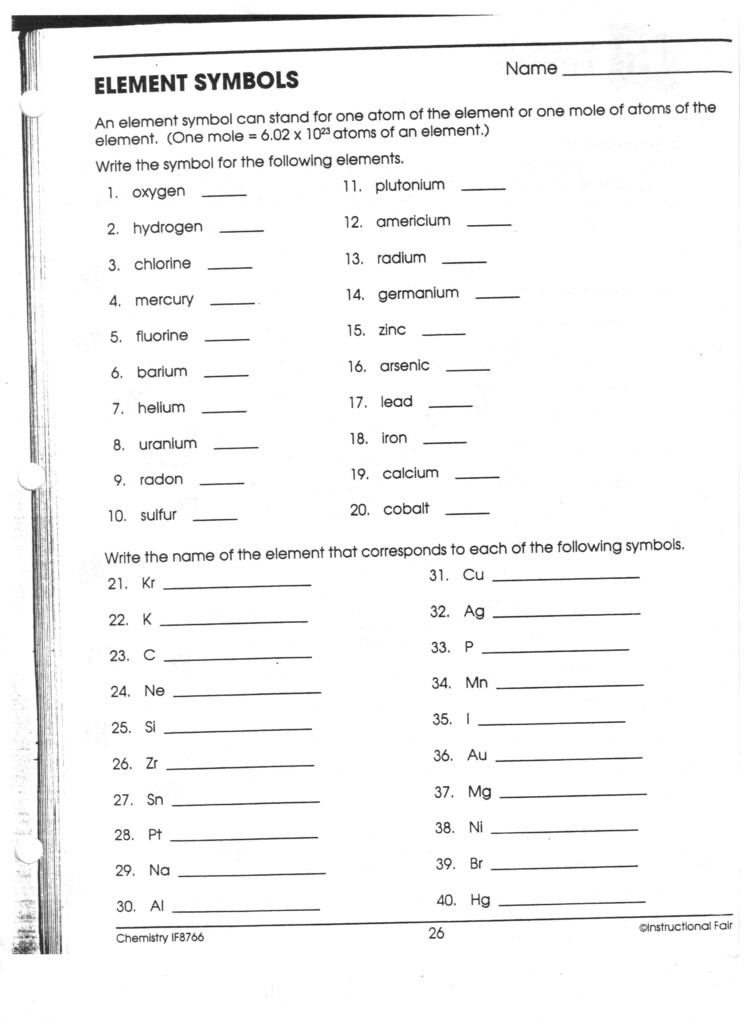35 Elements And Their Symbols Worksheet Answers Notutahituq Worksheet 