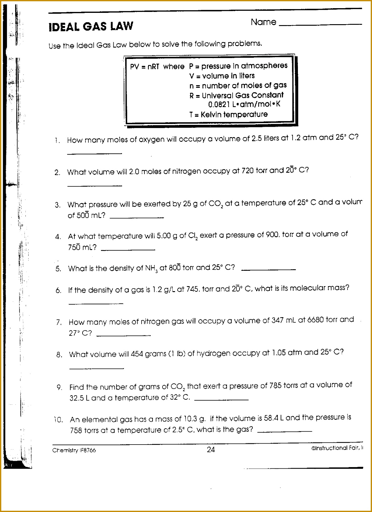 4 Ideal Gas Law Worksheet FabTemplatez 4 Ideal Gas Law Worksheet FabTemplatez
