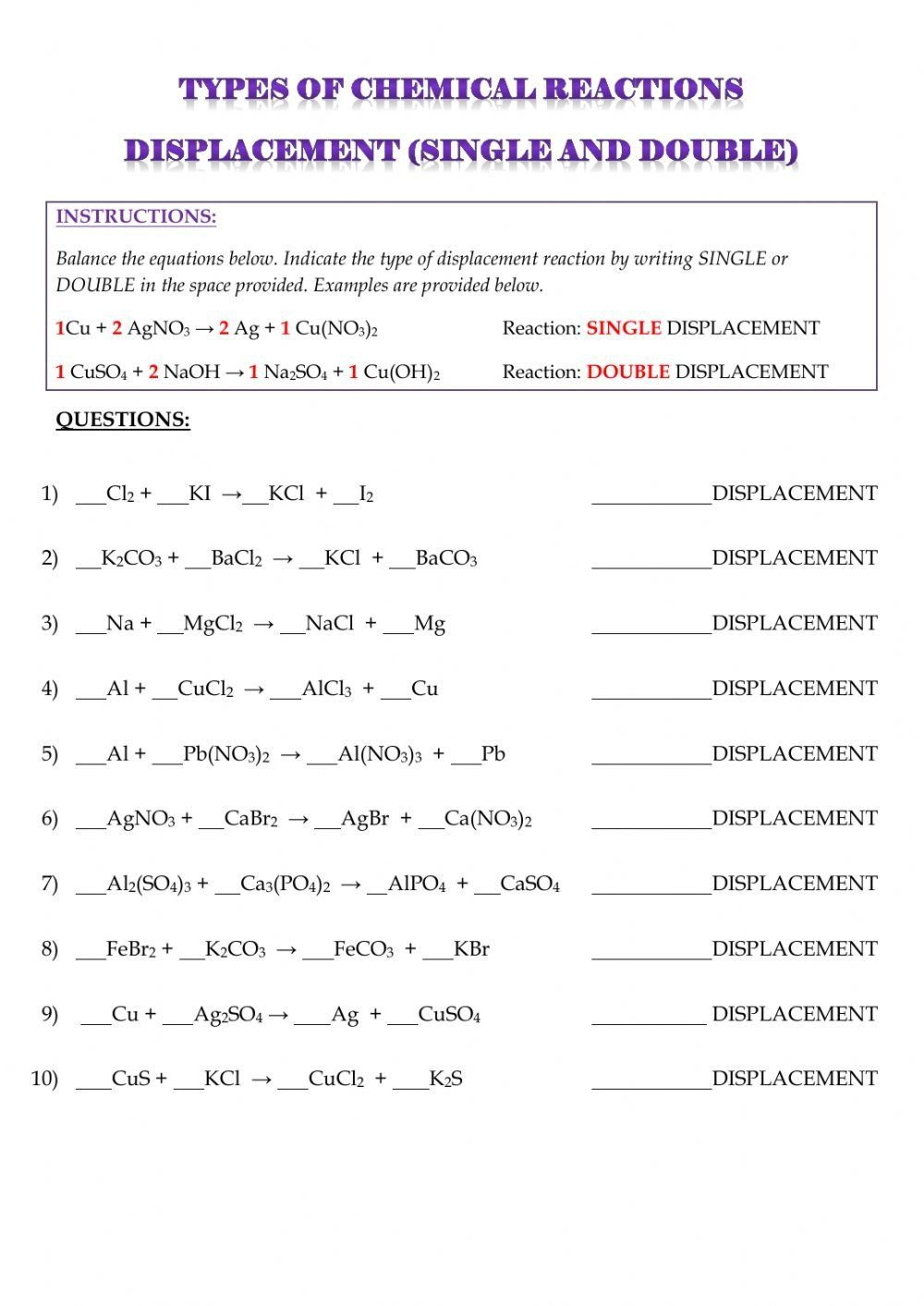 61 Classification Of Chemical Reactions Chemistry Worksheet Key 61 61 Classification Of Chemical Reactions Chemistry Worksheet Key 61