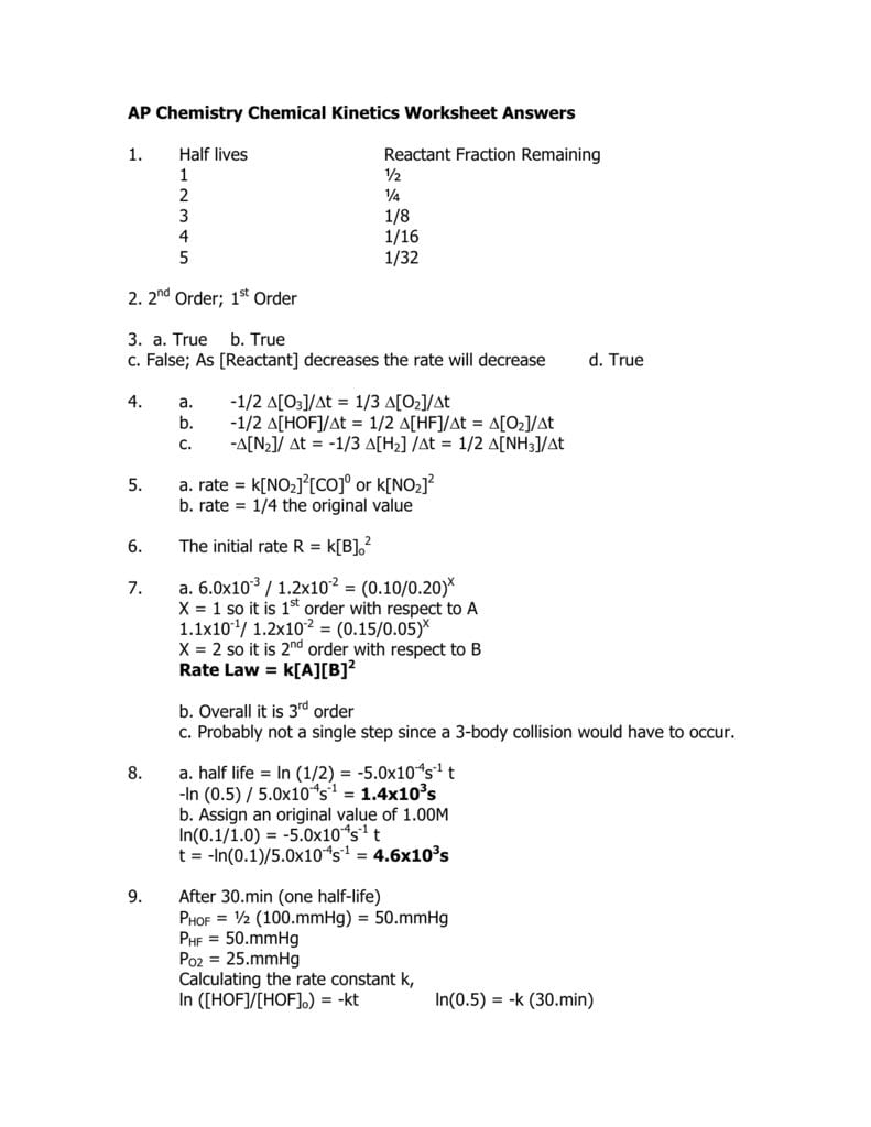 Ap Chemistry Worksheets With Answers Db excel