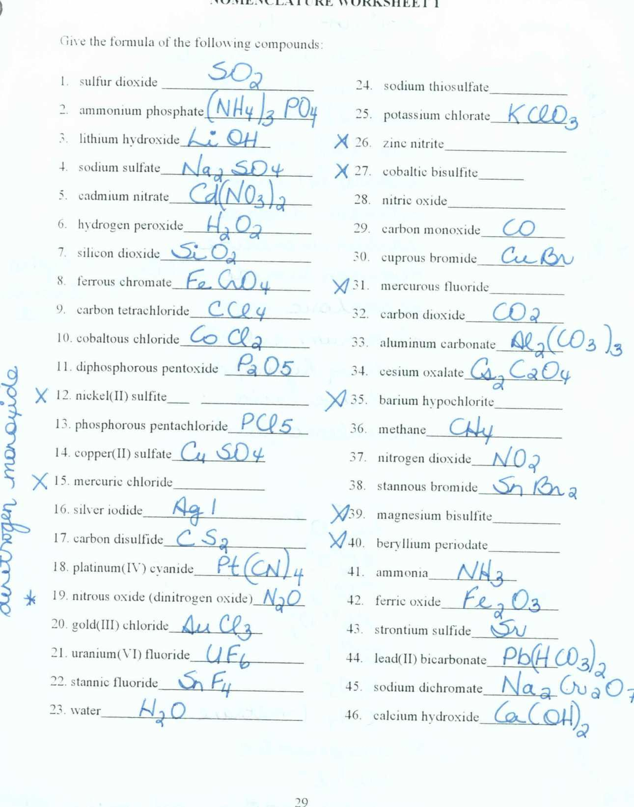 Chemistry Nomenclature Worksheet Answers Chemistry Nomenclature Worksheet Answers