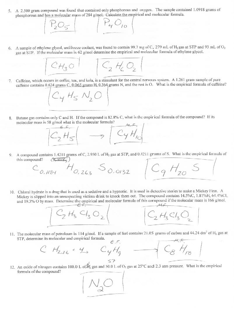 chemistry-empirical-and-molecular-formula-worksheet-answers
