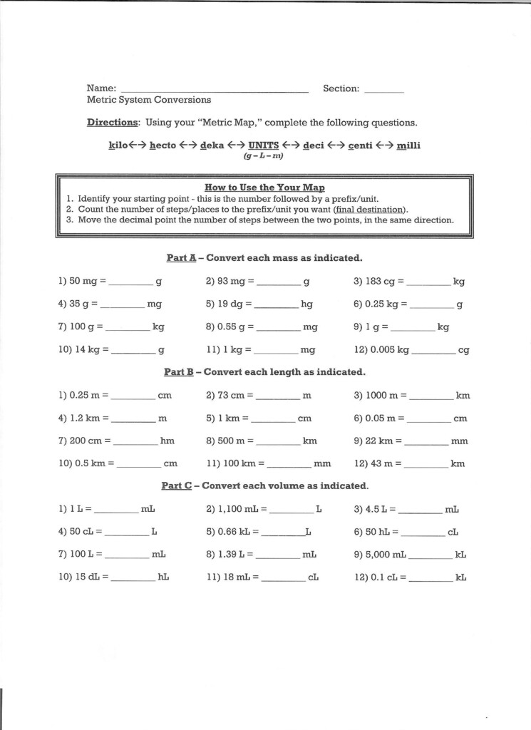 Metric Prefix Worksheet Modaklik Prefixes Metric System Conversion 
