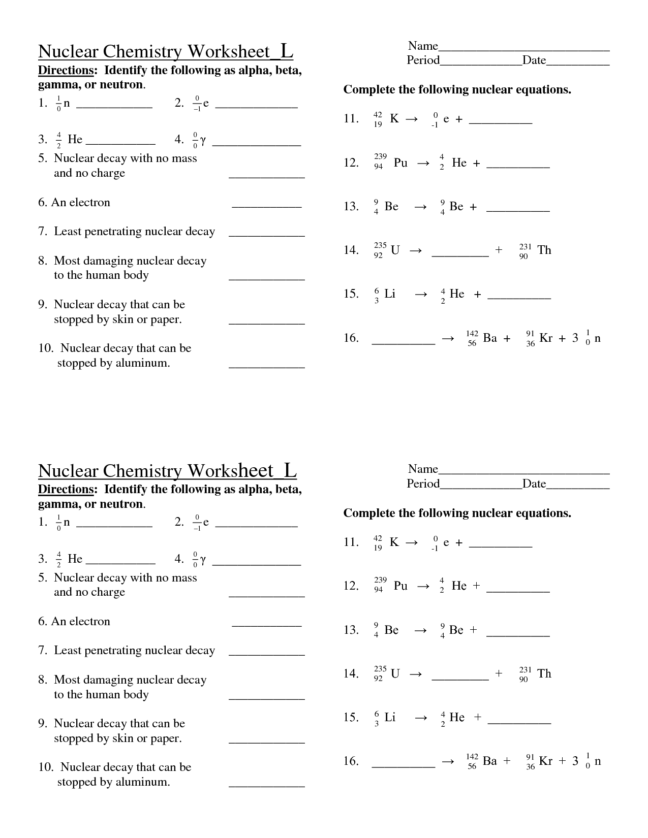 Nuclear Chemistry Worksheet DOC Chemistry Worksheets Math Review Nuclear Chemistry Worksheet DOC Chemistry Worksheets Math Review
