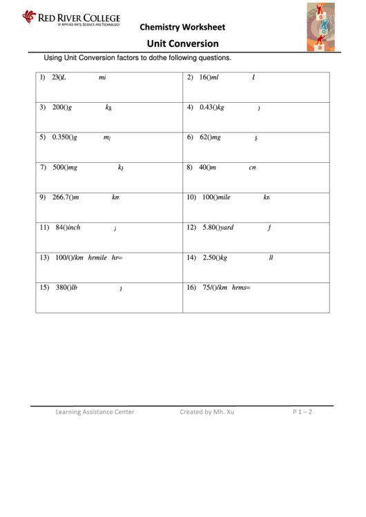 Unit Conversion Worksheet With Answers Printable Pdf Download