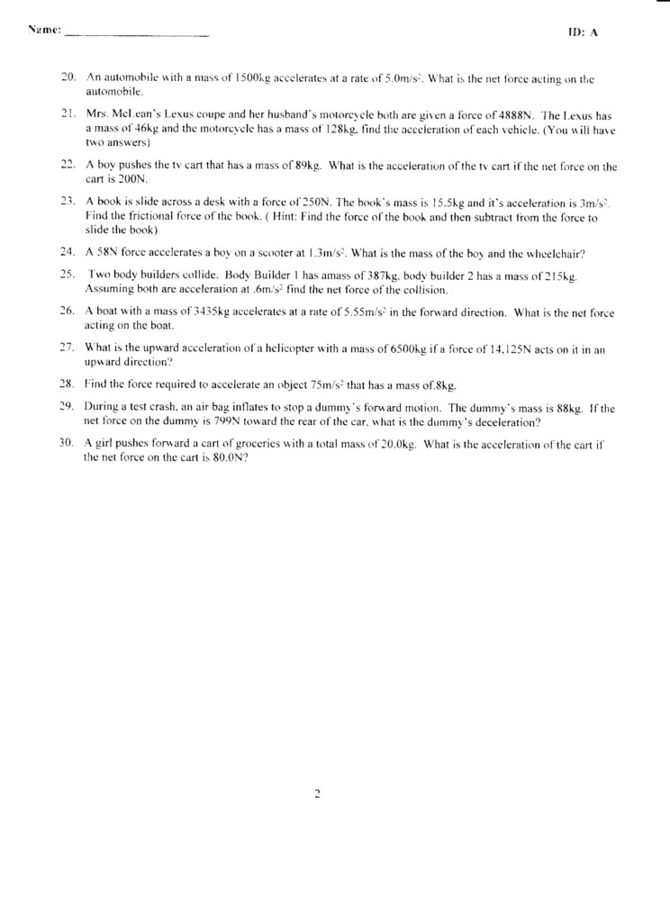 30 Acceleration Worksheet With Answers Education Template