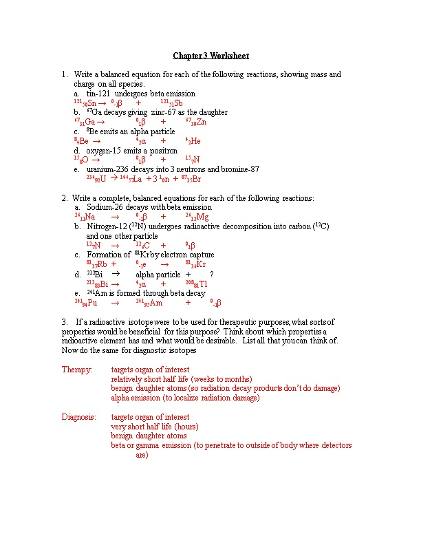 41 Half Life Of Radioactive Isotopes Worksheet Answers Combining Like
