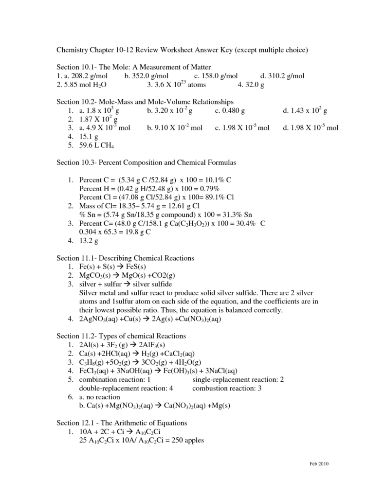15 Classifying Chemical Reactions Worksheet Answers Worksheeto