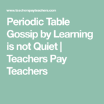 Periodic Table Gossip Teaching Chemistry Periodic Table Teaching